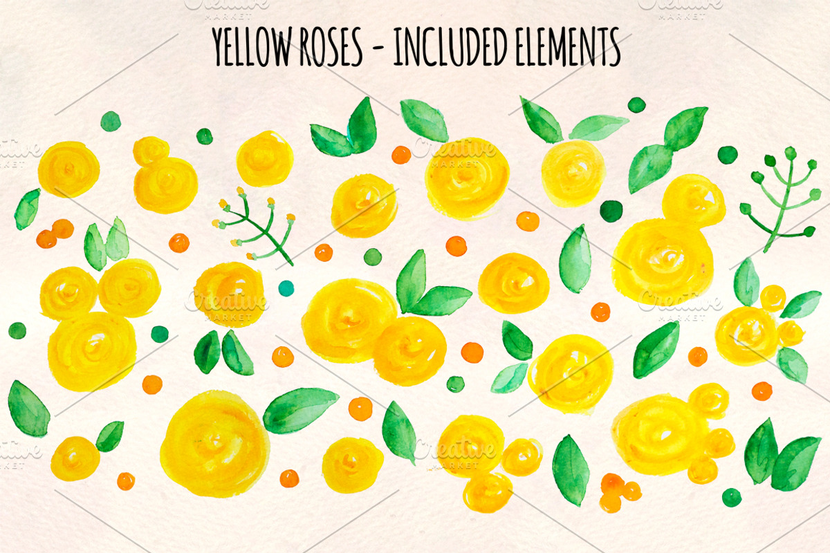 55 Yellow Roses, Leaves and Spots, a Seasonal Illustration by Violet LeBeaux (Photo 2 of 3)