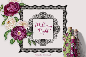 Mulberry Night Lace & Florals