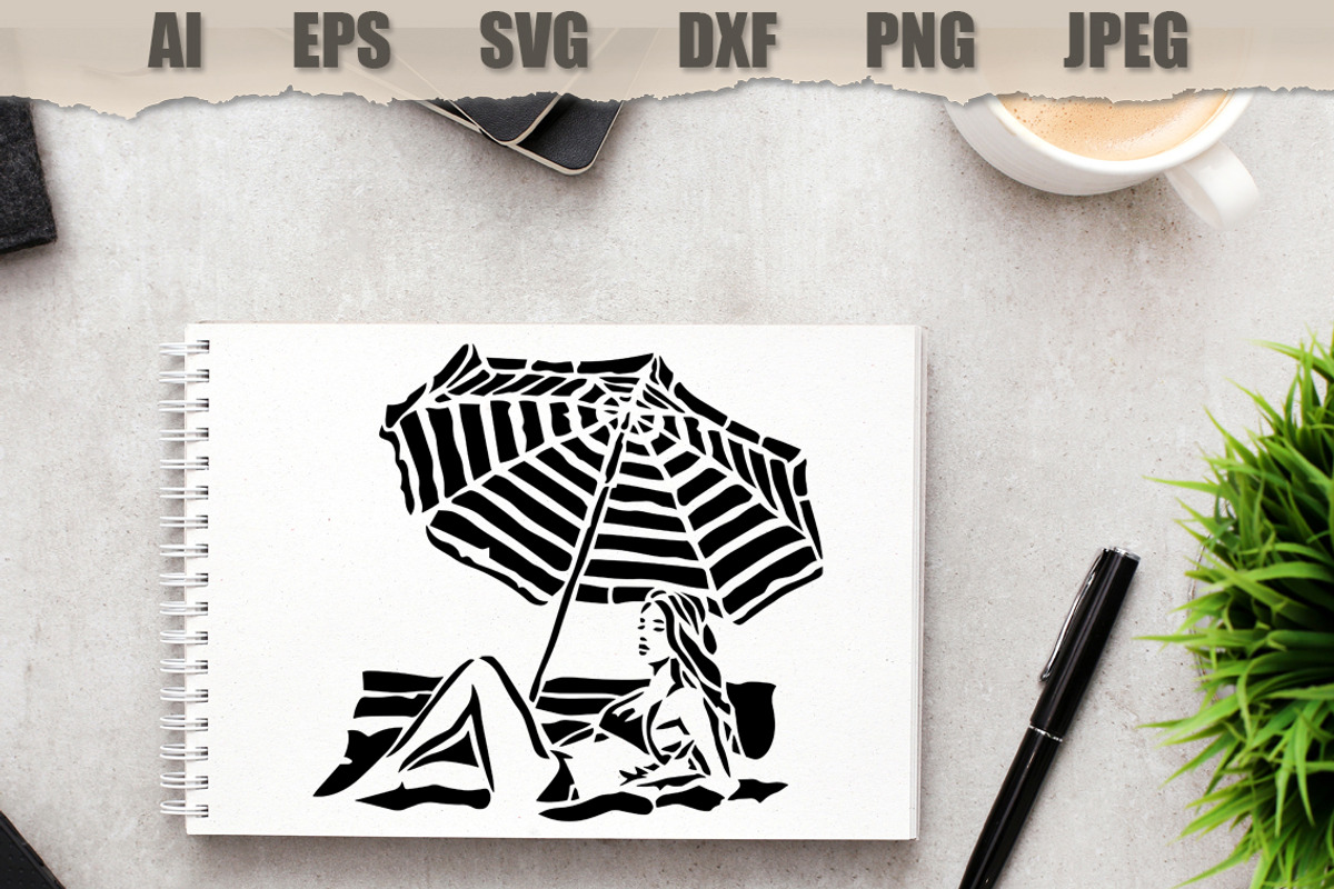 Beach Umbrella Woman, a Person Illustration by MARYCRAFTIRIA (Photo 2 of 3)