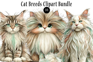 Cat Breeds Clipart Bundle, a Seasonal Illustration by CreationArt