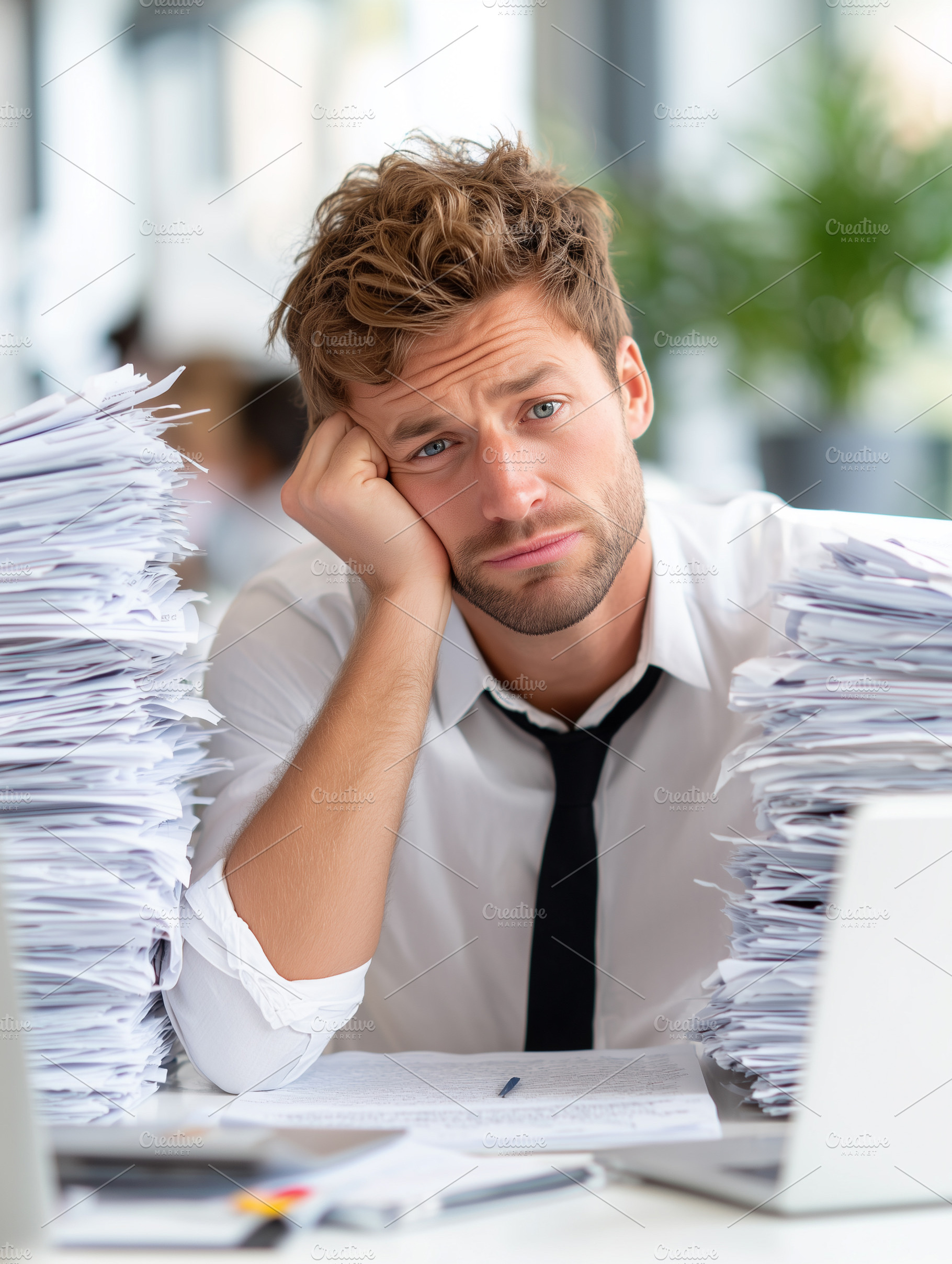 Overworked businessman feeling, a Business Photo by MistyDay
