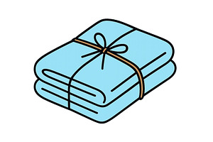 Soft blue towels neatly stacked with, an Object Illustration by ZinetroN