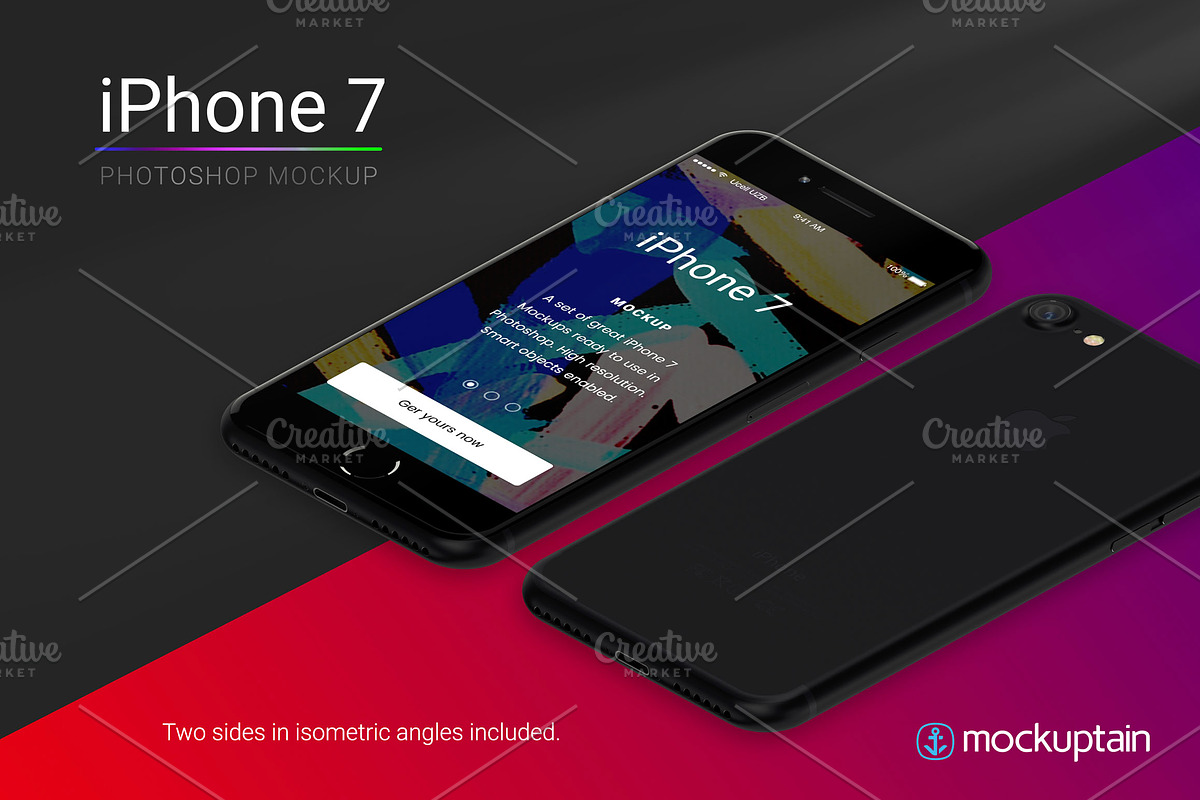 Iphone 7 Mockup Isometric Black, an iPhone Mockup by mockuptain (Photo 6 of 7)