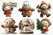 Christmas Snowman Clipart Bundle, an Illustration by Creative Art (Thumbnail 5 of 10)