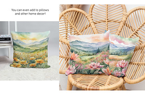 Watercolor Mountain Landscapes Set 1