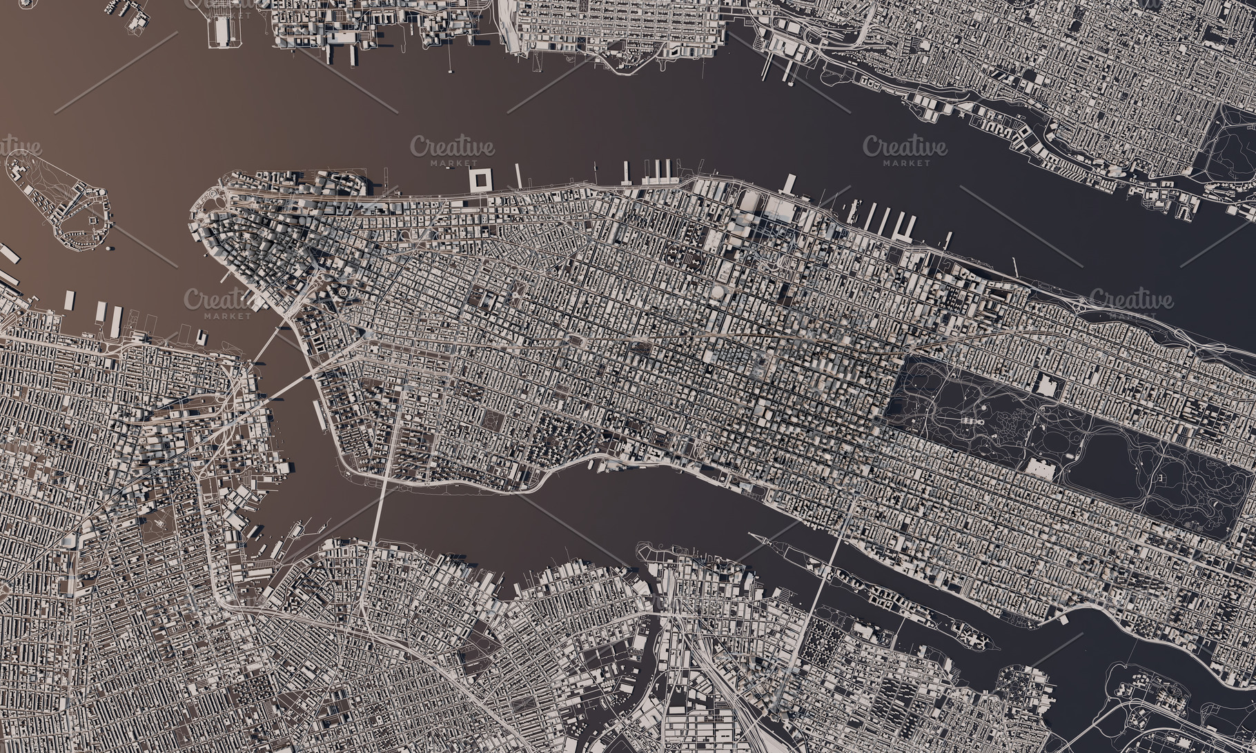 New york city aerial 3d map featuring new york, nyc, and america, an Architecture Photo by ink drop