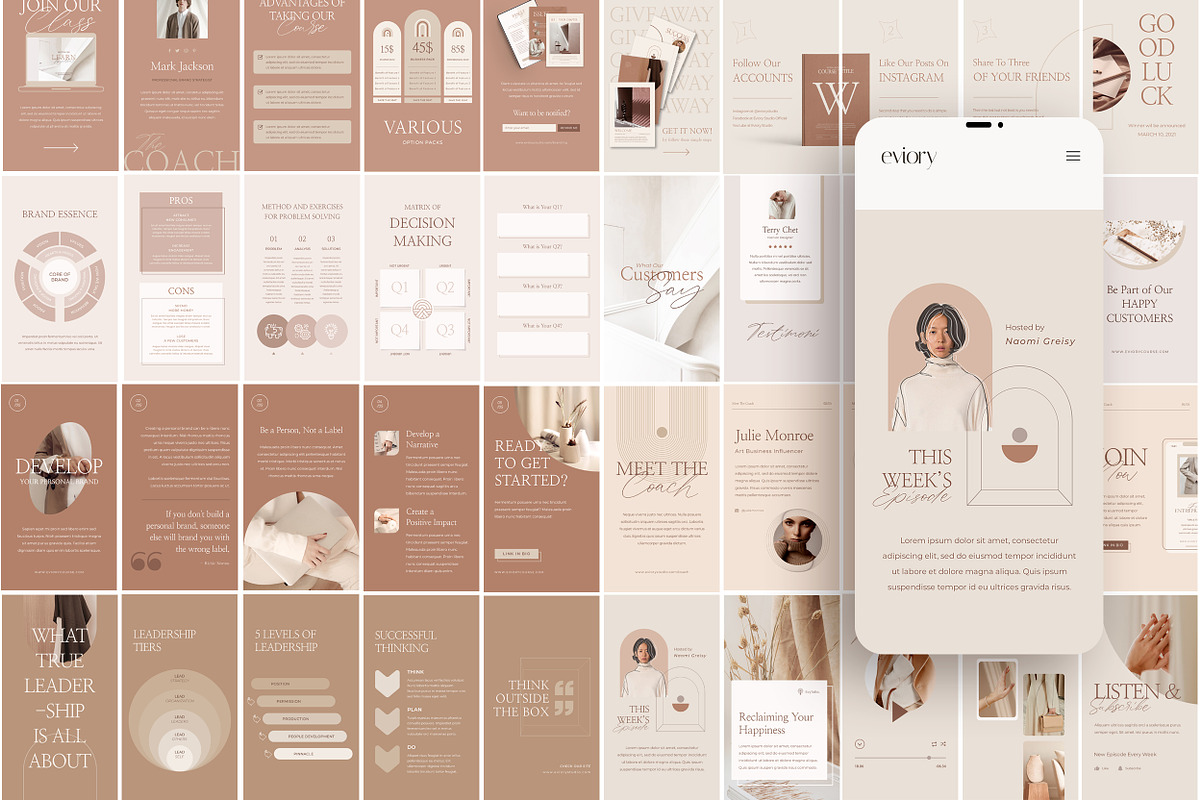 8 in 1 Bundle Carousel Coach CANVA, a Social Media Template by Eviory