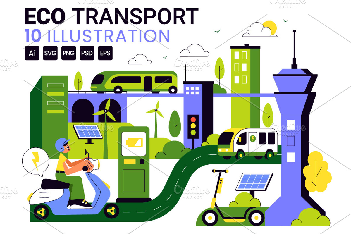 10 Eco Friendly Transportation, a Technology Illustration by denayunebgt (Photo 1 of 4)