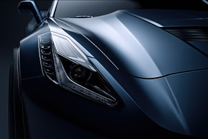 Close-up of a blue car design, a Photo by Beautiful things