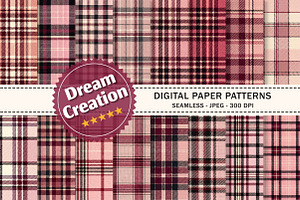 Pink Tartan Plaid Digital Paper