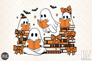 Ghosts Reading Book Halloween PNG, an Illustration by Libby Wishes (Thumbnail 1 of 6)