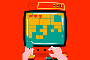 Playing Retro Game Full Illustration, an Illustration by graphicook