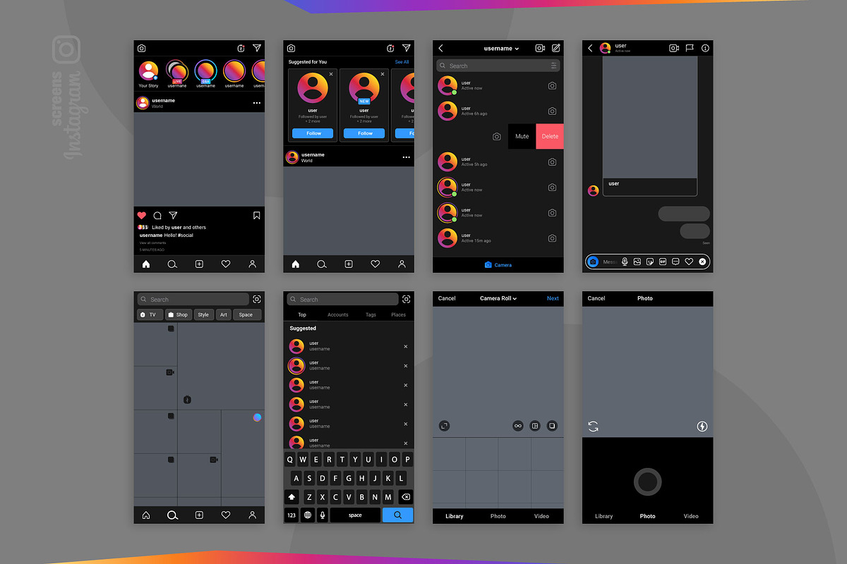 Instagram Screen Interfaces, a Social Media Template by karnofff (Photo 6 of 7)