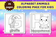 Cute Alphabet Animals Coloring Page, an Education Illustration by Salaly (Thumbnail 3 of 12)