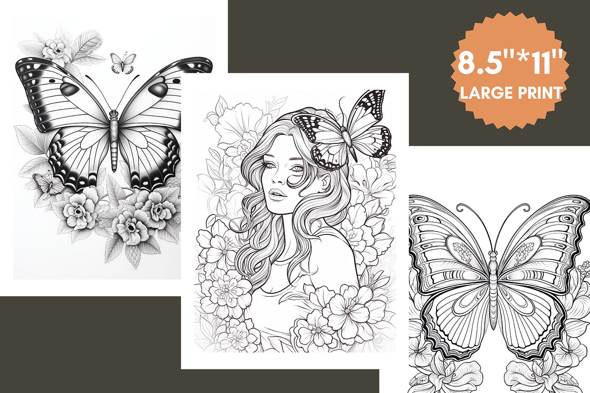 Flowers and Butterfly Coloring Book, an Animal Illustration by LA Design (Photo 5 of 10)