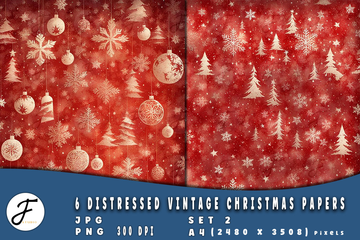 Distressed Vintage Christmas Papers, a Background Graphic by Joaquin Fernandez Studio (Photo 4 of 4)
