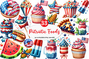 Patriotic Party Foods Clipart, an Illustration by Watercolor design (Thumbnail 1 of 4)