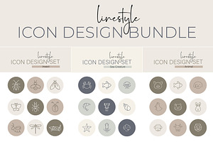 Linestyle Icon Design Bundle Animal