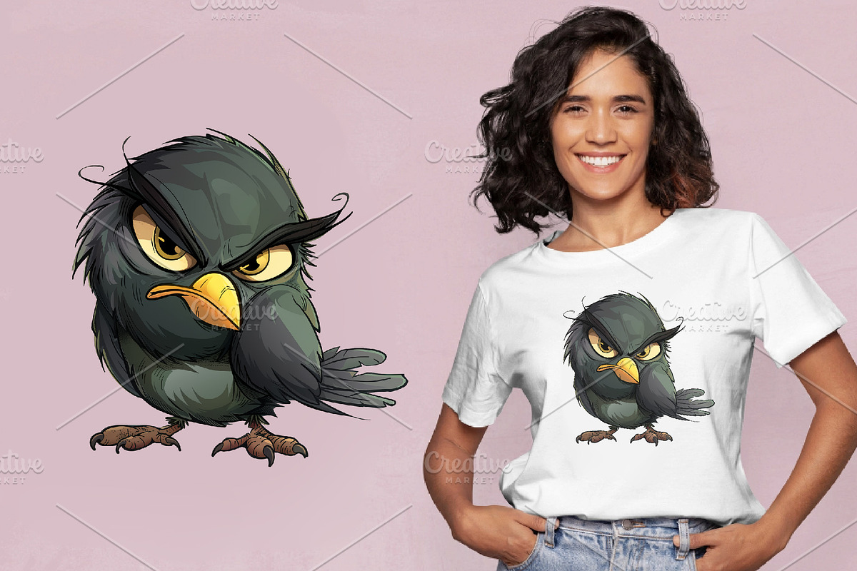 Grumpy cute birds 07. TShirt Sticker, an Animal Illustration by KENO Mascots (Photo 7 of 8)