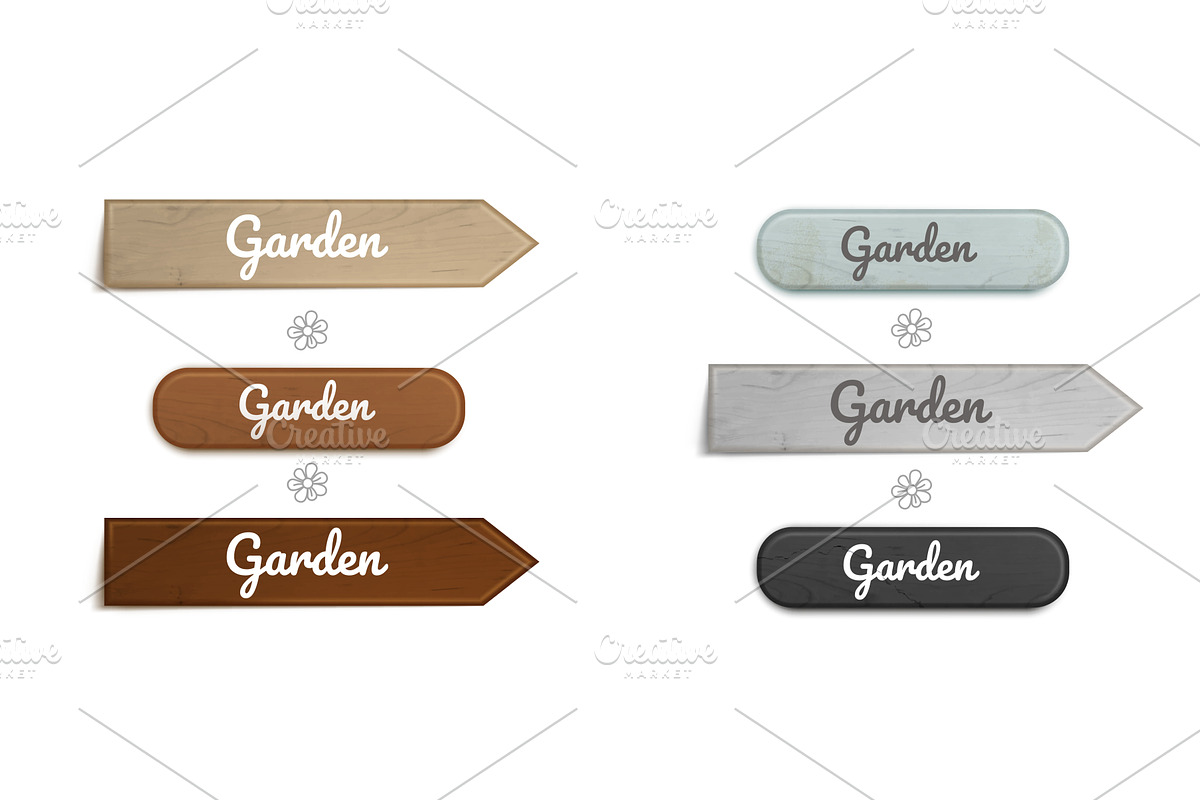 Set of wooden arrow signs for garden, an Object Illustration by art PVP - market