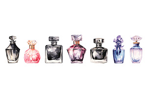 Luxury Perfume Bottles, Watercolor