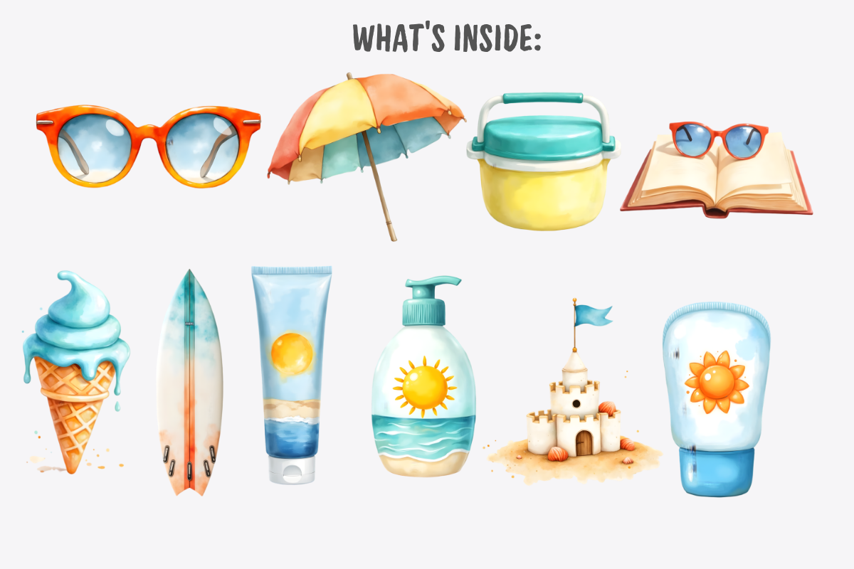 Summer Vacation Clipart, a Decorative Illustration by Anca Digital Vibe (Photo 3 of 9)