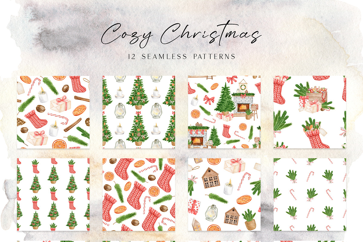 Cozy Christmas Watercolor Collection, a Decorative Illustration by Olya Haifisch (Photo 4 of 12)