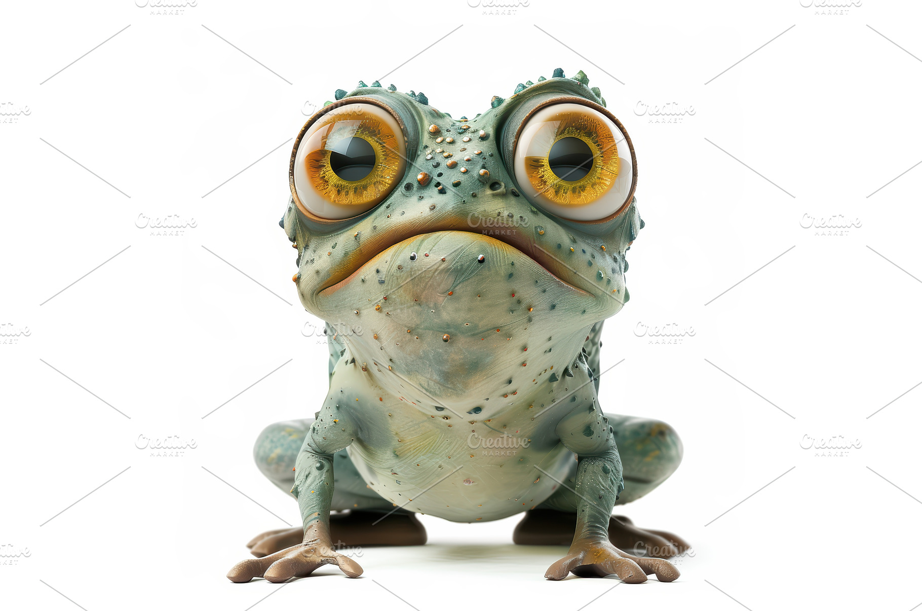 Cute cartoon-style frog with big, an Animal Photo by piter.goskov