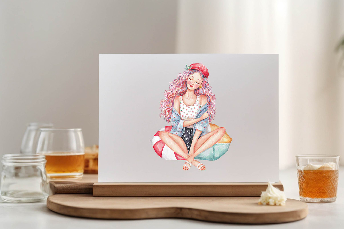 Watercolor Girly Summer Clipart, an Illustration by SVGArt (Photo 6 of 9)