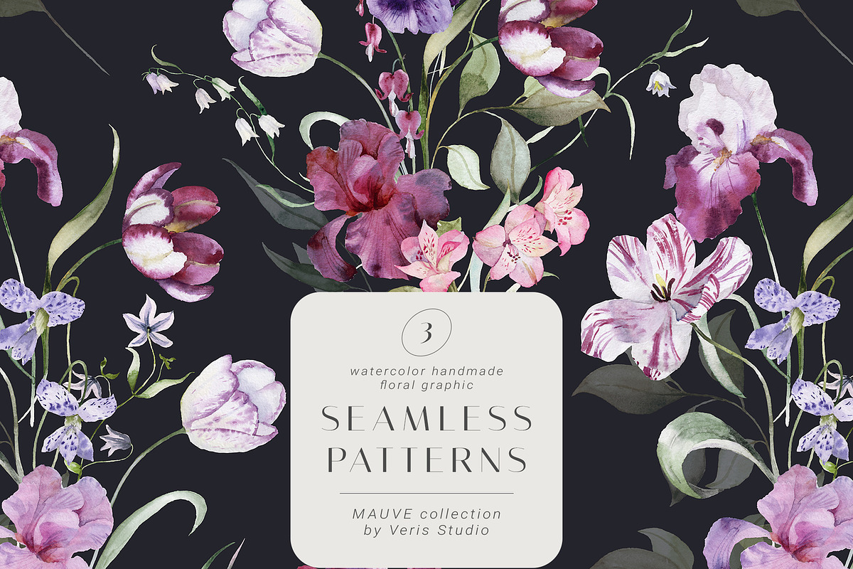 Mauve - Iris Floral Flower Design, a Decorative Illustration by Veris Studio (Photo 15 of 17)