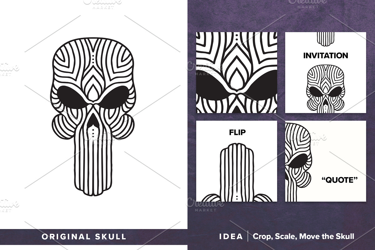 100 Decorative Vector Skulls, a Decorative Illustration by pixaroma (Photo 4 of 37)