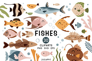 Boho fish clipart, a Seasonal Illustration by JulzaArt