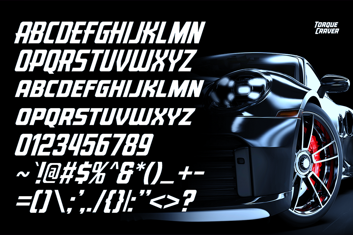 Torque Craver - Fast Racing Fonts, a Sans Serif Font by Konstantine Studio (Photo 3 of 3)