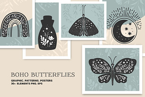 Boho Butterflies Vector Graphics