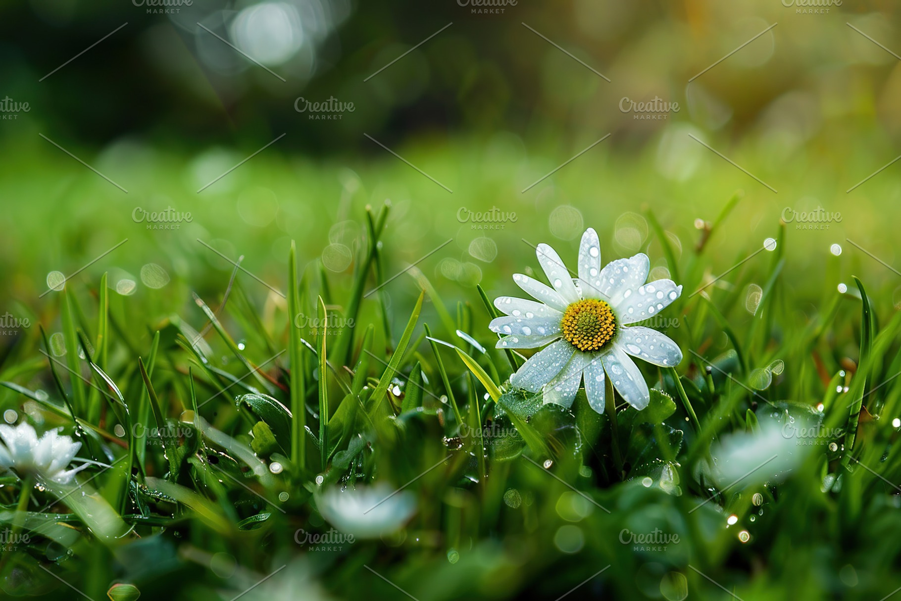 Chamomile flower in green grass, a Nature Photo by AlyaAnd