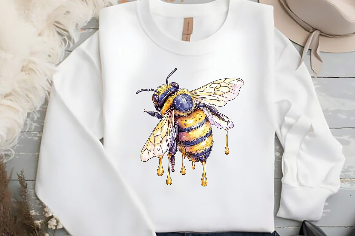 Watercolor  Bee  Clipar, an Illustration by DreamCafeArt (Photo 5 of 9)