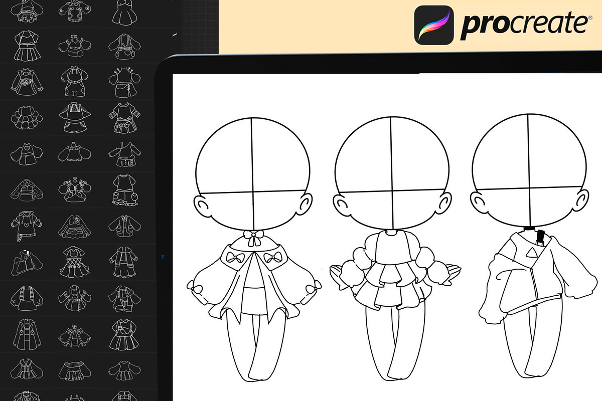 60 Procreate Clothes Costumes Stamp, a Brush Add-On by DrawingStoryShop (Photo 8 of 8)