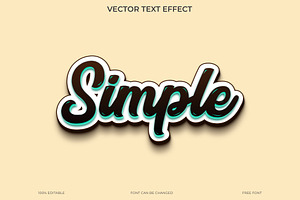 3D Simple Text Effect EPS Vector