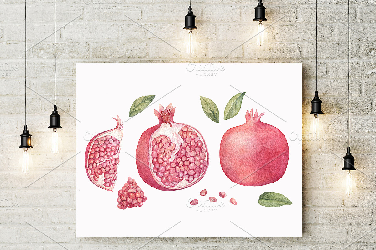 Watercolor Pomegranates, a Decorative Illustration by Irina Diasli (Photo 6 of 7)