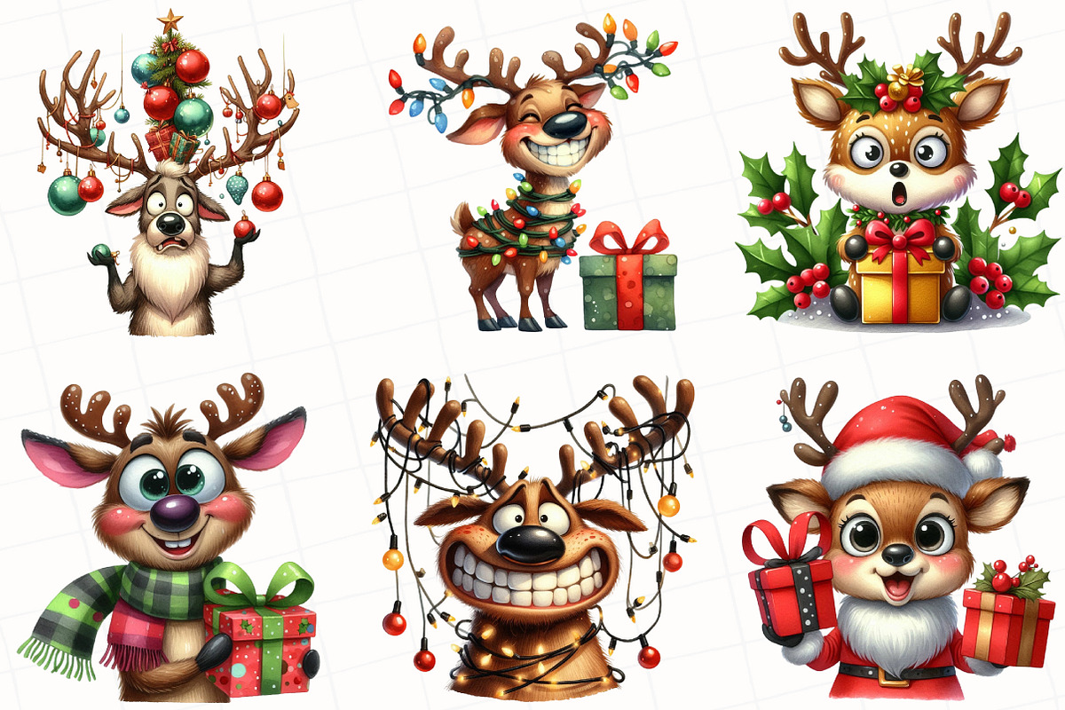 Christmas Reindeer Clipart, an Illustration by OK Design (Photo 4 of 5)