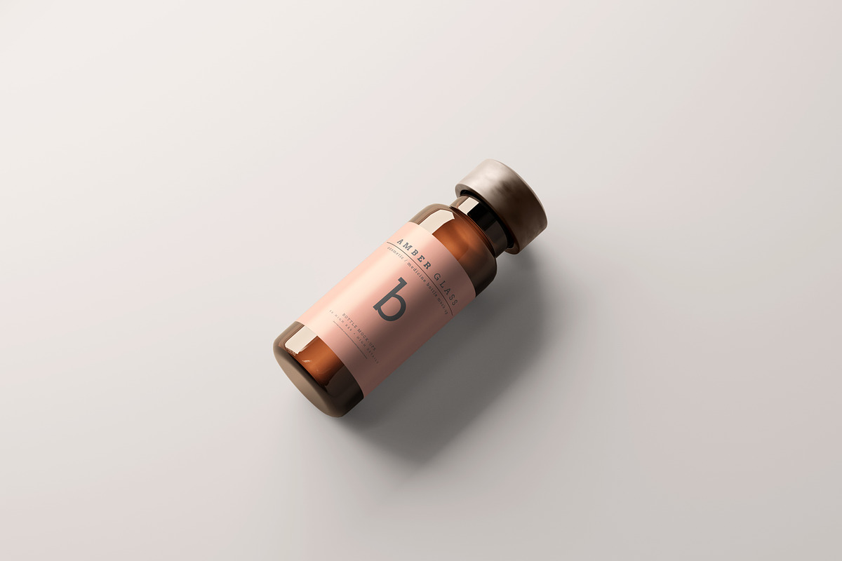 Amber Glass Vial Bottle Mockups, a Cups & Container Mockup by pmvch (Photo 15 of 20)