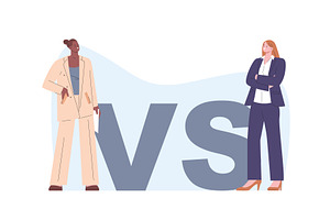 Business rivals. Female vs each, a Finance Illustration by Valerie Bodnar
