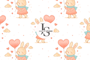 Bunny Valentine - White, a Pattern Graphic by Jaselvii Studio (Thumbnail 6 of 6)