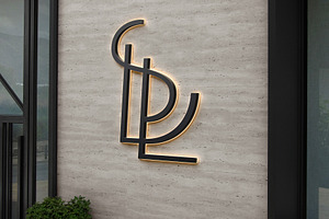 Logo Mockup 3D Black Luminous Sign