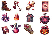 Watercolor Burgundy Halloween Clipar, an Illustration by Designworld (Thumbnail 3 of 6)