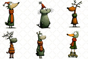 Hand Drawn Christmas Animals Clipart, an Illustration by Black Bird Studio (Thumbnail 3 of 6)