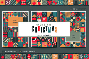 Geometric Christmas Vector Set