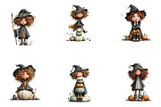 Witch Girl Clipart Bundle, a Seasonal Illustration by CreationArt (Thumbnail 4 of 4)