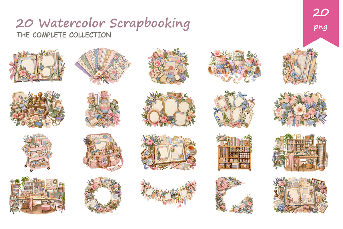 Watercolor Scrapbooking Clipart, an Education Illustration by BerryPieArt (Photo 2 of 4)
