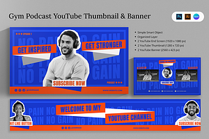 Gym Podcast Youtube Template & Canva, a Social Media Template by Attype